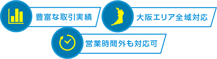 豊富な取引実績 大阪エリア全域対応 営業時間外も対応可